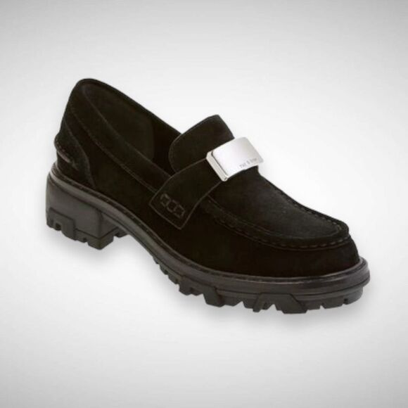 Rag & Bone Shiloh 2.0 Lug‎ Sole Black Suede Loafer Size US 8.5 EU 38.5 Slip On - Picture 1 of 11